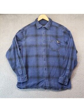 Fintech Shirt Men Large Blue Flannel Outdoors Fish Hunt